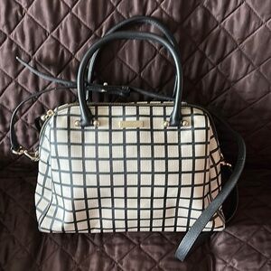 Kate Spade Black and White Satchel with Geometric Pattern